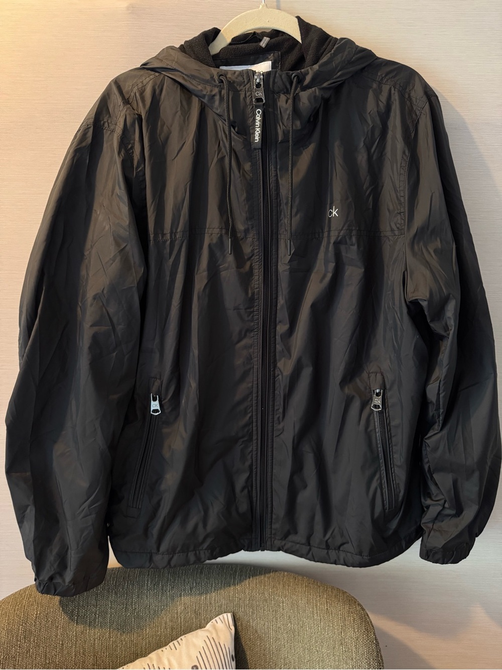 Calvin Klein Men’s Black Hooded Windbreaker Jacket